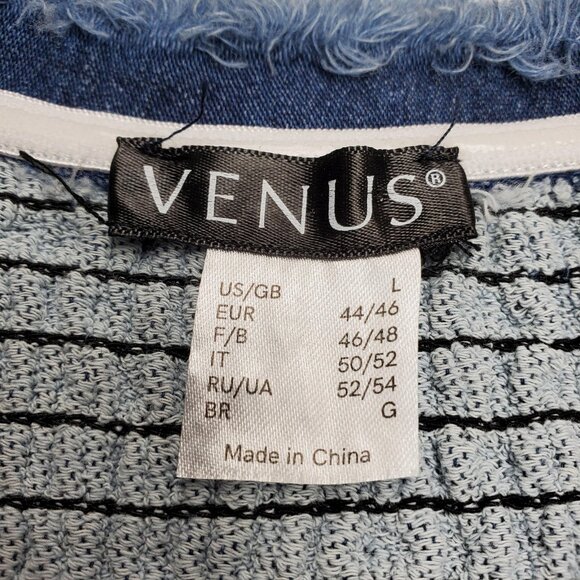 Venus Off Shoulder Denim Shirt Womens Large Frayed Bell Sleeve Boho Pullover - Picture 6 of 10